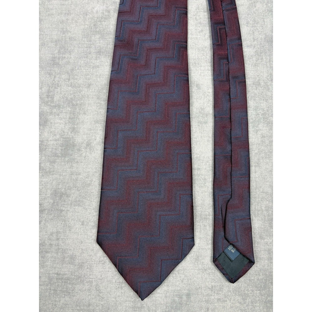 Charles Rose Men's 100% Silk Tie Made in UK Burgundy Navy Geometric Vintage
